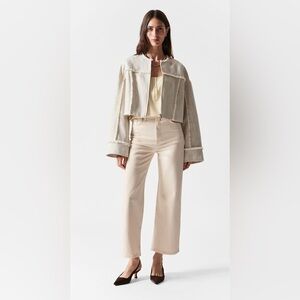 & Other Stories Wide Cropped Jeans, Light Beige - 25